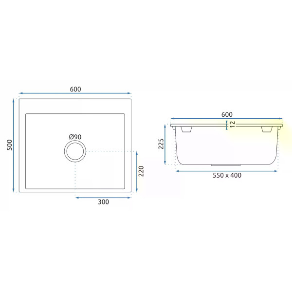 Мойка для кухни Rea Lin white гранит 60x50x22,5 белая (ZLE-00130) Мойка для кухни Rea Lin white гранит 60x50x22,5 белая (ZLE-00130)