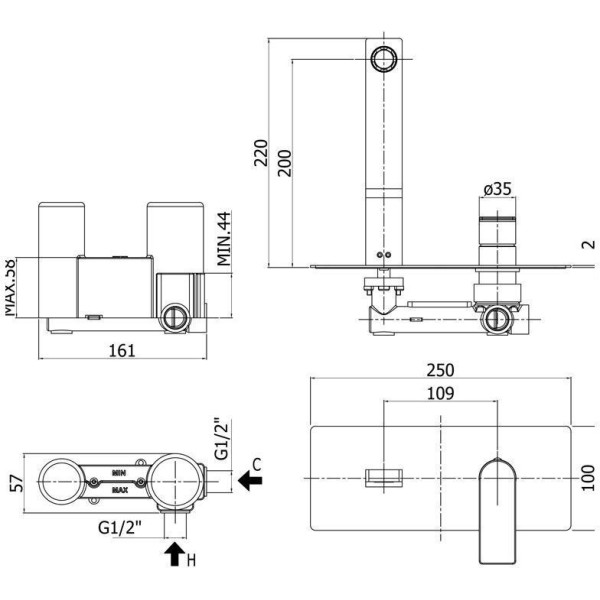 Смеситель для раковины Paffoni Tango термостатический, хром (TA105CR) Смеситель для раковины Paffoni Tango термостатический, хром (TA105CR)