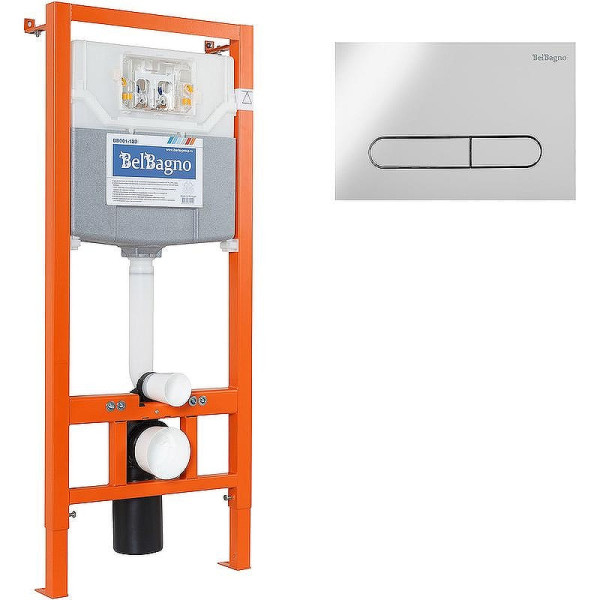 Инсталляция для унитаза с клавишей BelBagno хром (BB001-120/BB005-PR-CHROME)