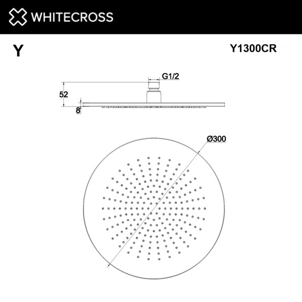 Верхний душ Whitecross D=30 см хром (Y1300CR)
