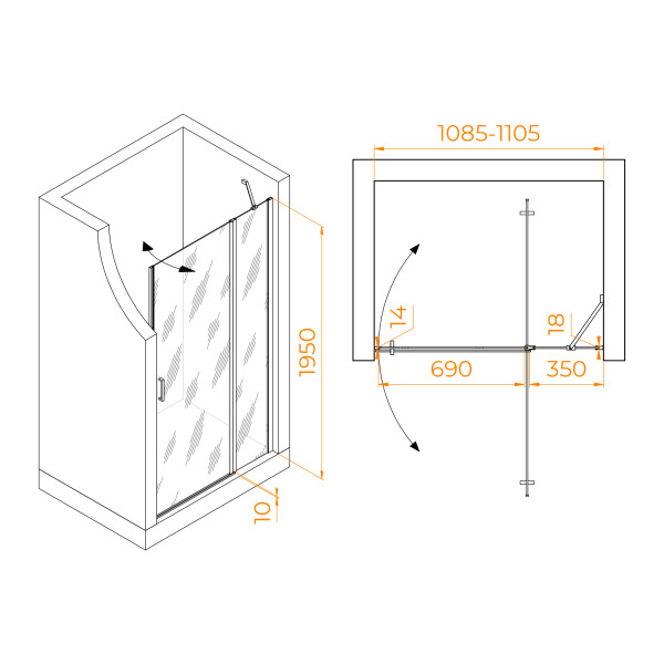 Душевая дверь RGW LE-004 81x195 стекло прозрачное, профиль хром (35120411-21)