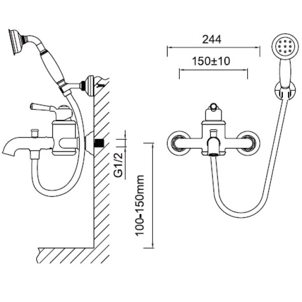 Смеситель для ванны и душа Zeegres Z.MOON с ручным душем (73002301) Смеситель для ванны и душа Zeegres Z.MOON с ручным душем (73002301)