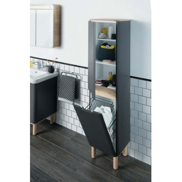 Пенал подвесной Vitra Sentо 40 см с корзиной для белья, матовый антрацит, левосторонний (60856) Пенал подвесной Vitra Sentо 40 см с корзиной для белья, матовый антрацит, левосторонний (60856)