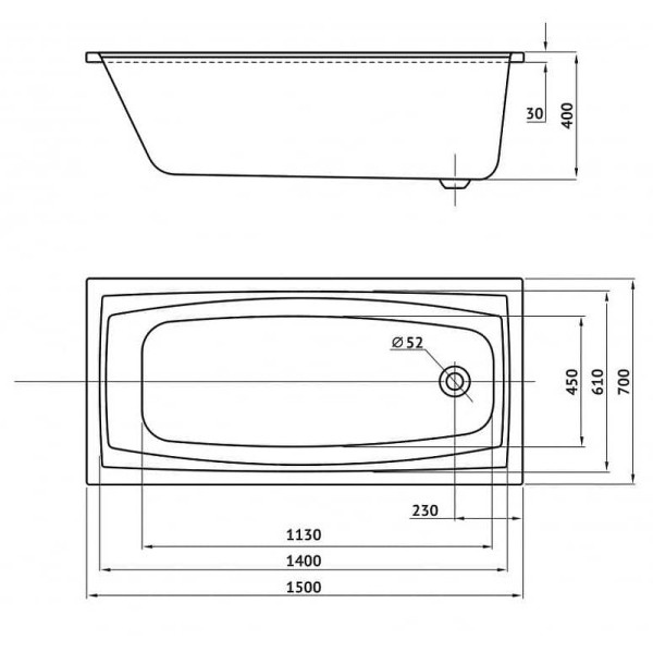 Ванна акриловая Berges Feya 150x70 c каркасом (50013)