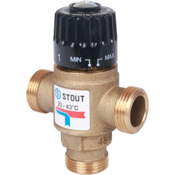 Вентиль термостатический смесительный Stout 3/4" НР 20-43°C, KVs 1,6 SVM-0120-164320 Вентиль термостатический смесительный Stout 3/4" НР 20-43°C, KVs 1,6 SVM-0120-164320