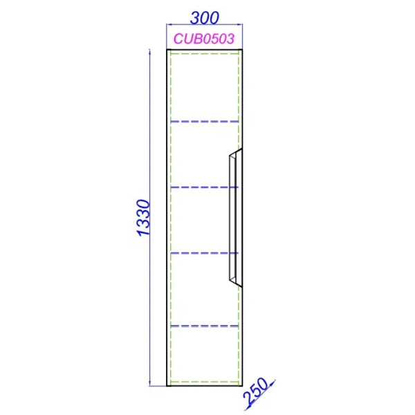 Пенал подвесной Aqwella Cube 300x250x1330 белый глянец (CUB0503W)