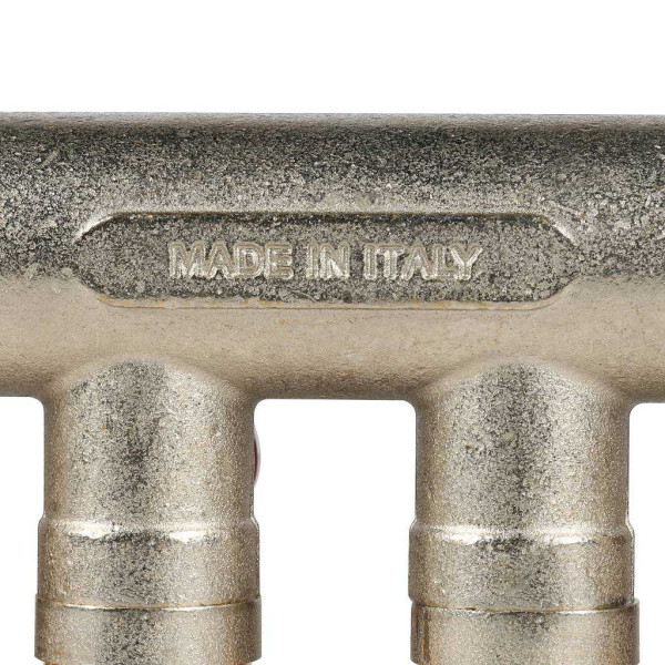 Коллектор 4 отвода с шаровыми клапанами 3/4"x1/2"(16) Stout (латунь, красные ручки) (SMB-6200-341204) Коллектор 4 отвода с шаровыми клапанами 3/4"x1/2"(16) Stout (латунь, красные ручки) (SMB-6200-341204)