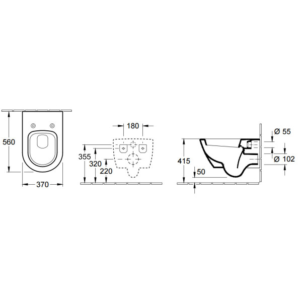 Унитаз подвесной Villeroy & Boch Subway 2.0 370х560х365 с сиденьем (5600 10 01)