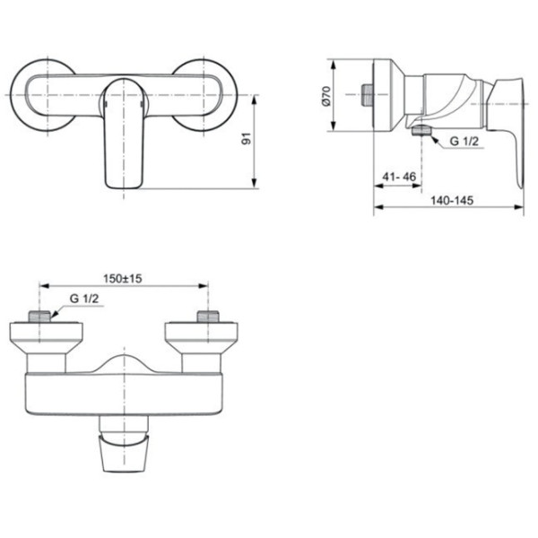Смеситель для душа Ideal Standard Connect Air хром (A7032AA) Смеситель для душа Ideal Standard Connect Air хром (A7032AA)