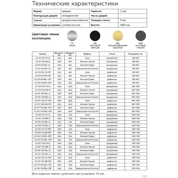 Душевое ограждение Azario Walk-In 110x195 стекло рифленое, профиль черный матовый (AZ-251-110-MB-CRF) Душевое ограждение Azario Walk-In 110x195 стекло рифленое, профиль черный матовый (AZ-251-110-MB-CRF)