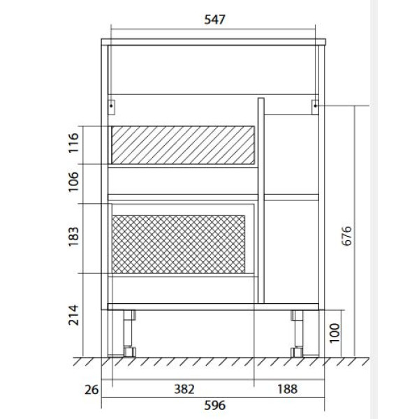 Тумба напольная 1Marka Lido 600*300*850 с раковиной, дуб сонома (У83300)