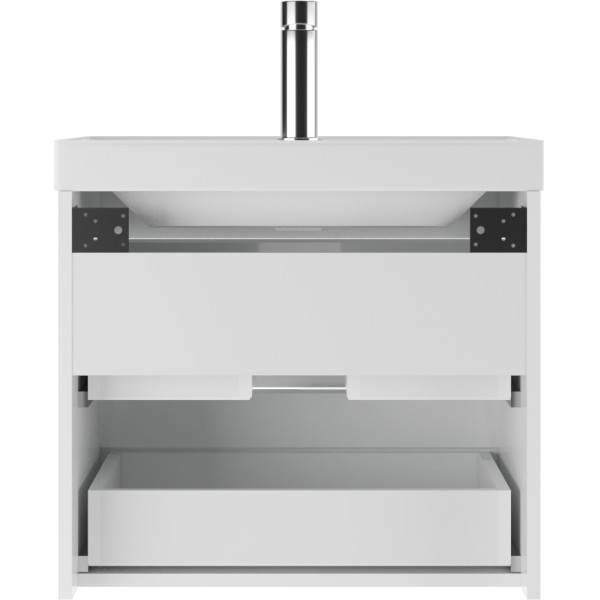 Тумба подвесная под умывальник Bazis 60 Веста с двумя ящиками В2 Айсберг Домино (DV5914T)