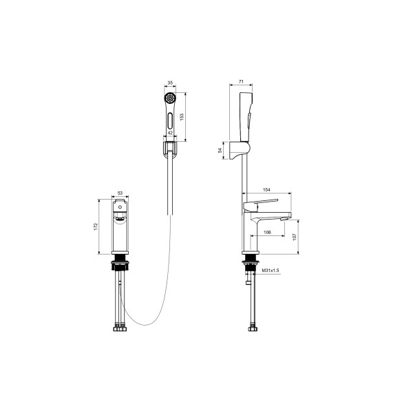 Смеситель для раковины Aquatek Лугано с гигиеническим душем хром (AQ1712CR)