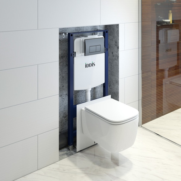 Инсталляция с унитазом с клавишей смыва черная матовая Iddis (BASBR02i73)