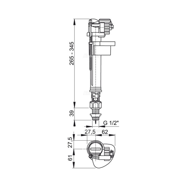 Клапан впускной AlcaPlast н/п 1/2" пластик (A17-1/2")