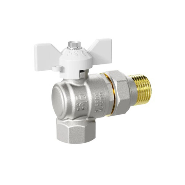 Кран угловой 3/4" шаровый со сгоном LD Pride (белая бабочка) (LD 47.206.20 W)