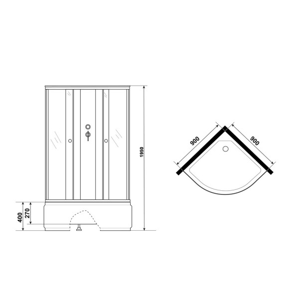 Душевая кабина Eco 90x90 стекло матовое, профиль хром матовый (E90/40/MT/BK)
