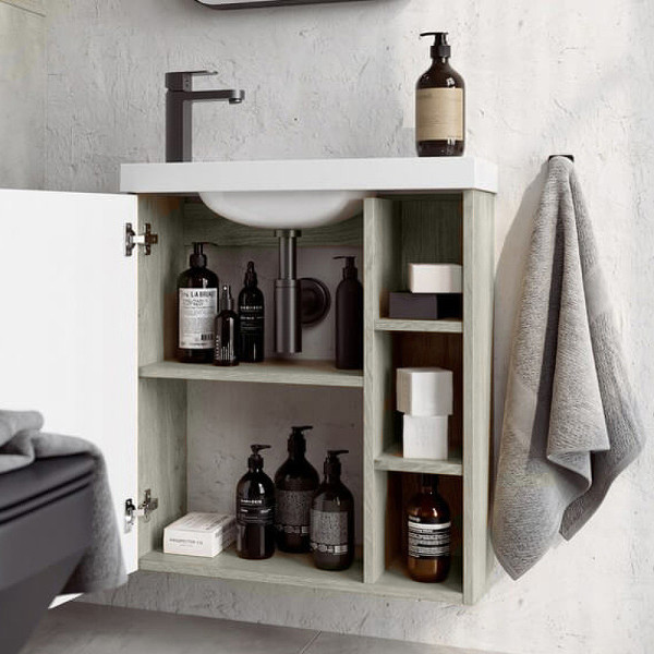 Тумба подвесная Aqwella Alba 565x247x650 камень светлый (ALB0106LLS)