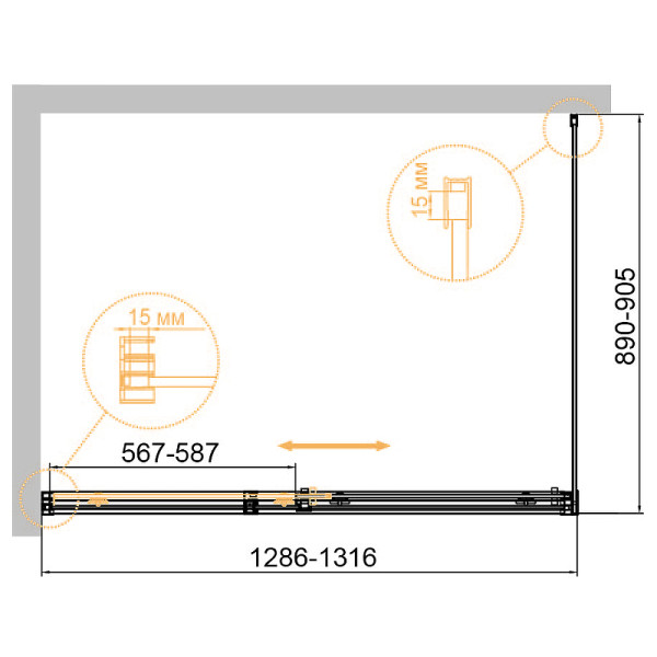 Душевой уголок Cezares Duet soft-m 130x90x195 стекло прозрачное, профиль хром (DUET SOFT-M-AH-1-130/90-C-Cr)