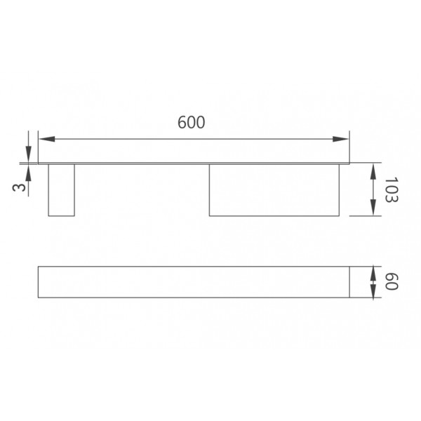 Полка с полотенцедержателем Abber Nischen 60x10,3x6 белая матовая (AN3011MW)