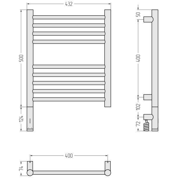 Полотенцесушитель электрический Сунержа Богема 3.1 500х400 МЭМ провод слева (00-6004-5040) Полотенцесушитель электрический Сунержа Богема 3.1 500х400 МЭМ провод слева (00-6004-5040)