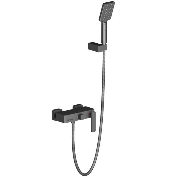 Смеситель для ванны и душа Timo Torne черный, лейка душевая 2 режима, шланг для душа, держатель (4314/03Y)