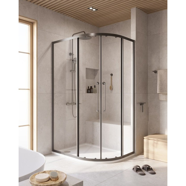 Душевой уголок Cezares Relax 304 120x90x200 стекло прозрачное, профиль оружейная сталь (RELAX-304-RH-2-120/90-C-GM)