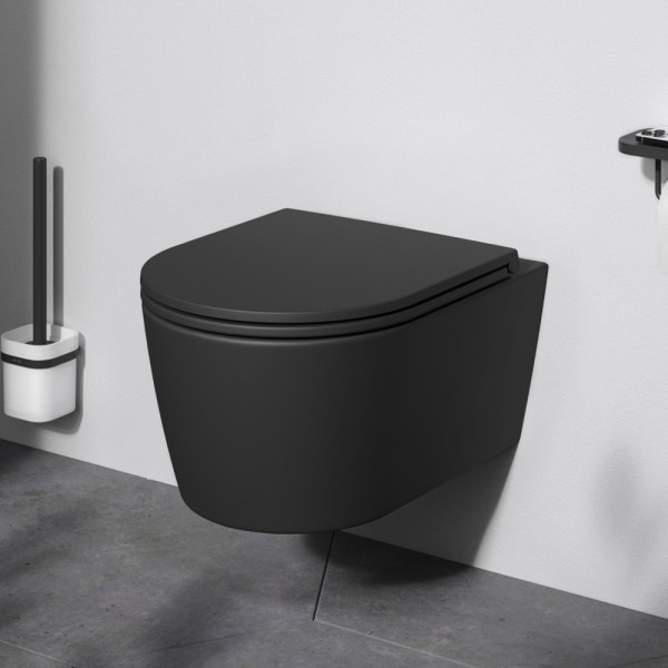 Унитаз подвесной AM.PM Func 49 см FlashClean с сиденьем микролифт черный матовый (C8F1700MBSC) Унитаз подвесной AM.PM Func 49 см FlashClean с сиденьем микролифт черный матовый (C8F1700MBSC)