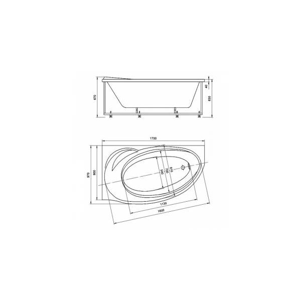 Ванна акриловая Акватек Бетта 170х97 L на каркасе