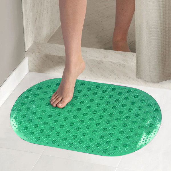 Коврик для ванной Melodia ПВХ Ellipse овал 67x36cм зелёный (MK012)