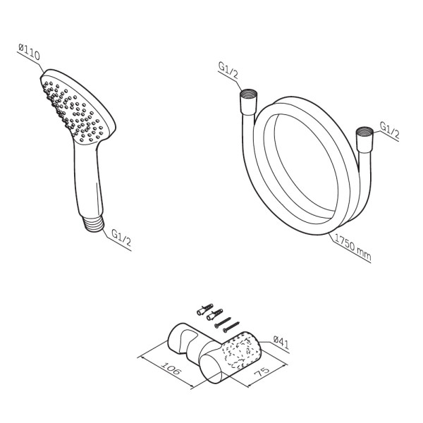 Душевой гарнитур AM.PM Gem шланг 1750 мм,держатель ручного душа, Лейка для душа 110 мм, 1 функция, хром (F0119000) Душевой гарнитур AM.PM Gem шланг 1750 мм,держатель ручного душа, Лейка для душа 110 мм, 1 функция, хром (F0119000)