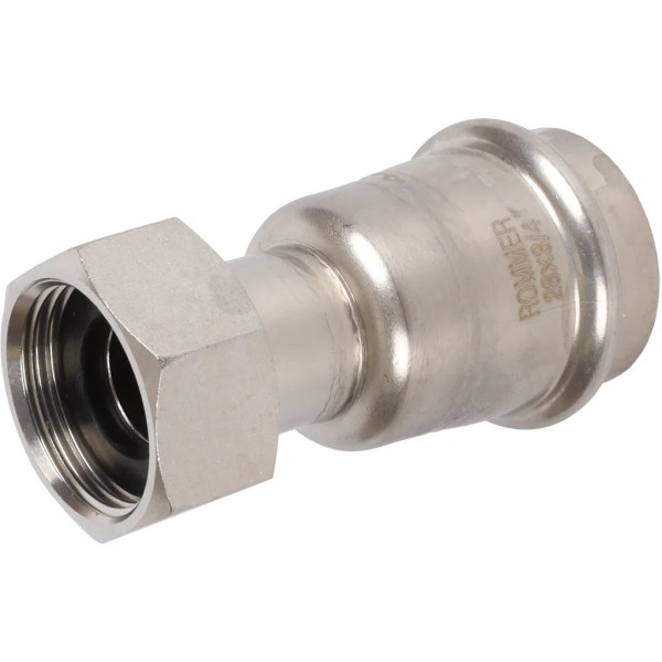 Переход 28х3/4"B с накидной гайкой Rommer из нержавеющей стали (пресс) (RSS-0026-002834) Переход 28х3/4"B с накидной гайкой Rommer из нержавеющей стали (пресс) (RSS-0026-002834)