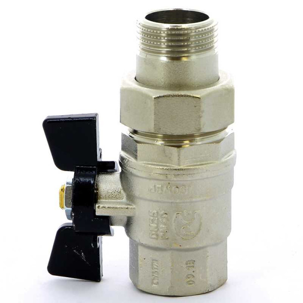 Кран Bugatti 1" шаровый со сгоном Oregon 322 (черная бабочка) (03220037)