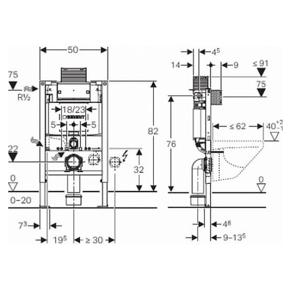 Инсталляция для подвесного унитаза Geberit Duofix 111.003.00.1 Omega (111.003.00.1)