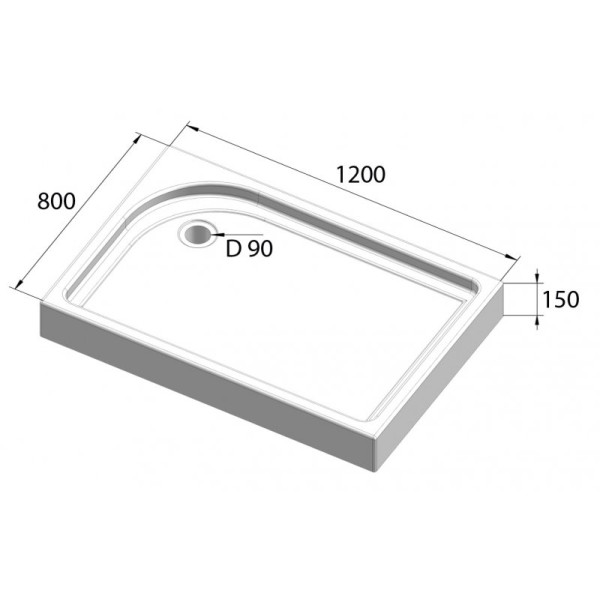 Душевой поддон BelBagno Tray 120х80х15 (TRAY-BB-AH-120/80-15-W-L)