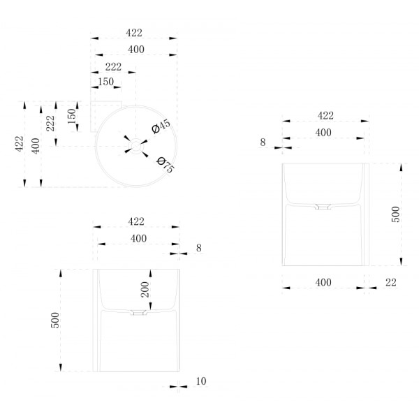 Раковина подвесная Abber Stein 422x422 белый матовый (AS2625) Раковина подвесная Abber Stein 422x422 белый матовый (AS2625)