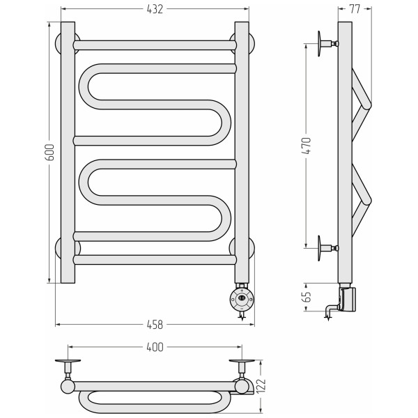 Полотенцесушитель электрический Сунержа Стилье Формат 22 ТП 600x400 (1+2+1) ПZП 21 матовый белый (30522-6040) Полотенцесушитель электрический Сунержа Стилье Формат 22 ТП 600x400 (1+2+1) ПZП 21 матовый белый (30522-6040)