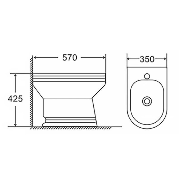 Биде напольное Azario Benty 570x350x425 белое (AZ-437B)