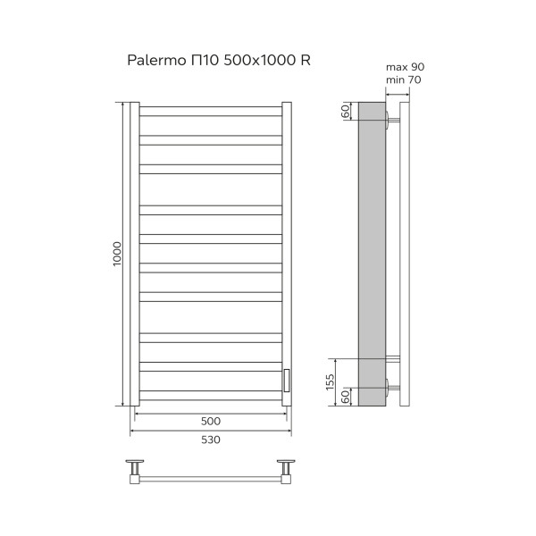 Полотенцесушитель электрический Azario Palermo 500x1000 белый