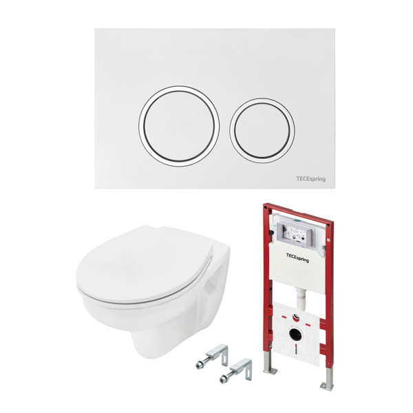 Инсталляция с унитазом TECEspring Base с клавишей хром глянц. унитаз Basic (K401101WCB)