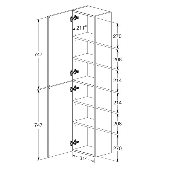Пенал напольный Roca The Gap 346x251x1504 городской дуб (A857427402)