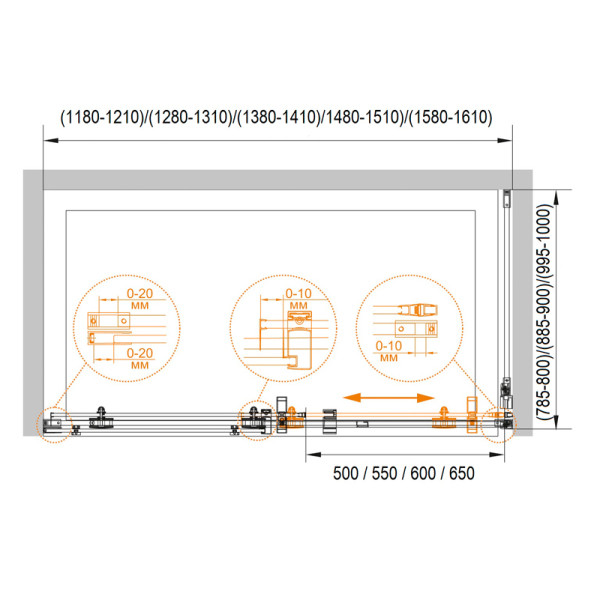 Душевой уголок Cezares Stylus-m 120x80x195 стекло прозрачное, профиль хром (STYLUS-O-M-AH-1-120/80-C-Cr)