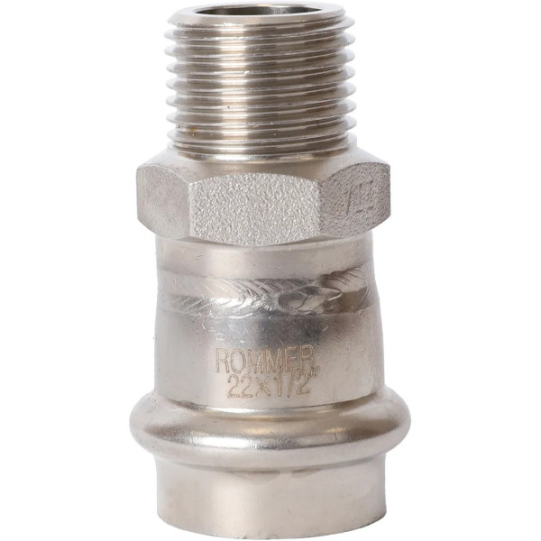 Переход 22х1/2"Н Rommer из нержавеющей стали (пресс) (RSS-0021-002212) Переход 22х1/2"Н Rommer из нержавеющей стали (пресс) (RSS-0021-002212)