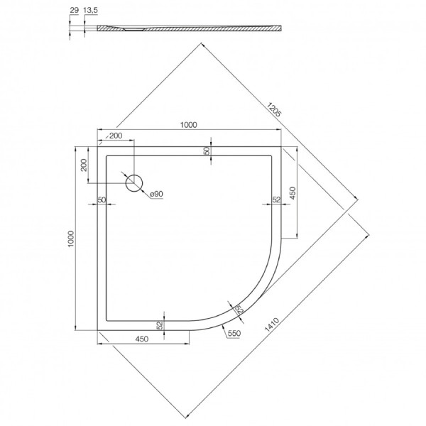 Душевой поддон Aquaton Калифорния 100x100x3,8 белый (1.A740.1.3,6C.A01.0)