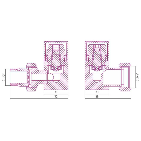 Вентиль Сунержа 3D левый под шестигранник 1/2"Нx3/4" накидная гайка (00-1406-1234)