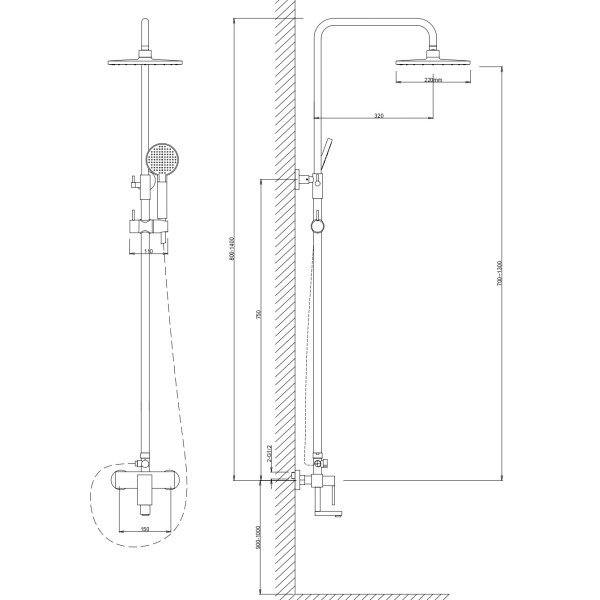 Душевая система Voda хром (VST113)