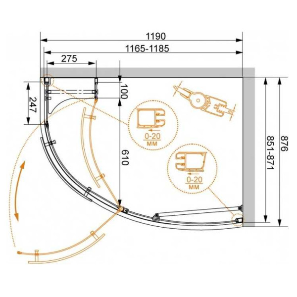 Душевой уголок Cezares Elena 1200X900X1950 стекло прозрачное (ELENA-RH-1-120/90-C-Cr-R) Душевой уголок Cezares Elena 1200X900X1950 стекло прозрачное (ELENA-RH-1-120/90-C-Cr-R)