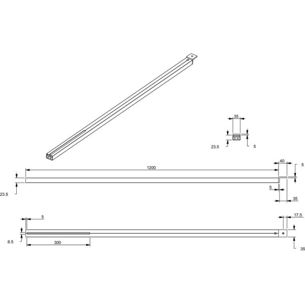 Штанга для душевого ограждения Jacob Delafon 120 черная (E94BW120-BLV)