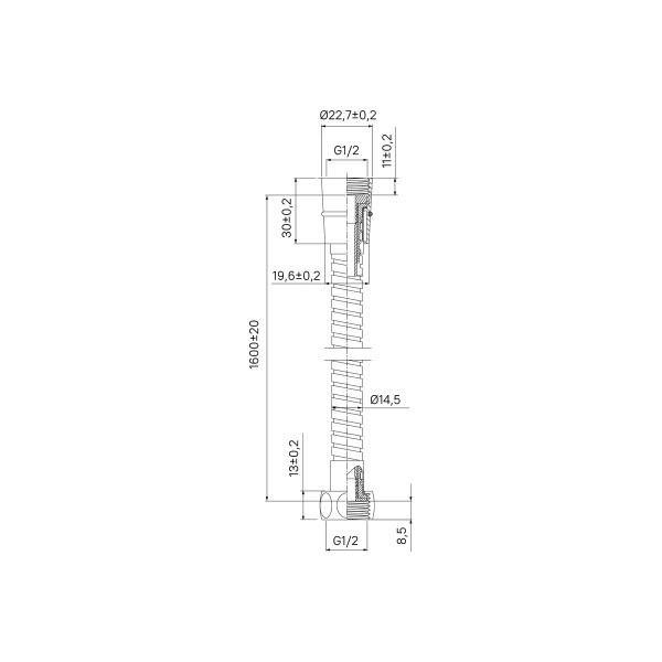 Шланг для душа 1600 мм EPDM Milardo (130S160M19)
