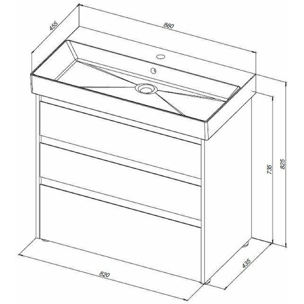 Тумба напольная Aquanet Nova Lite 85 дуб рошелье (3 ящика) (00302476) Тумба напольная Aquanet Nova Lite 85 дуб рошелье (3 ящика) (00302476)